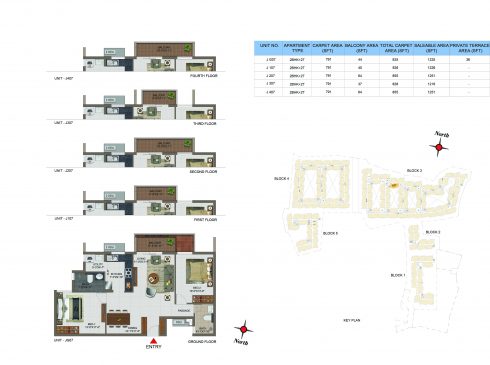 2 BHK Apartments Floor Plan (Unit No JG07, J107, J207, J307, J407) - Casagrand Utopia