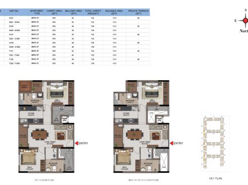 Casagrand First City 2 BHK Floor Plan (Unit No B101 to F1606)
