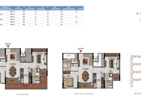 Casagrand First City 2 BHK Floor Plan (Unit No B103 to F1603)