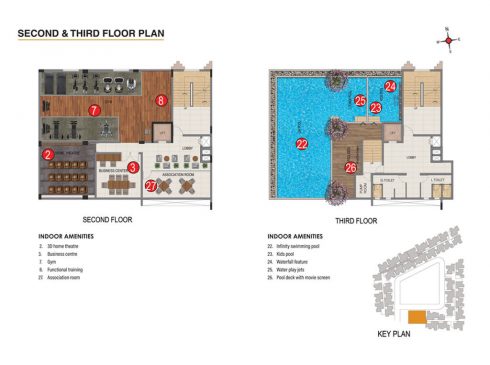 Casagrand Aquene Tower Second & Third Floor Plan - Indoor Amenities