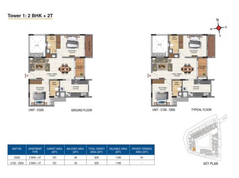 Casagrand Aquene Tower 1: 2 BHK + 2T