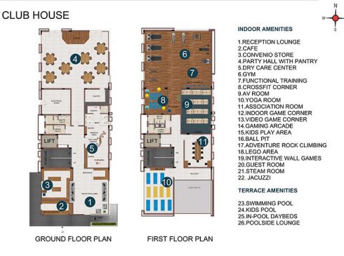 Casagrand Hanford Club House Ground Floor and First Floor Plan with Amenities