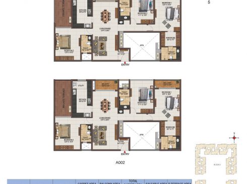 Casagrand Majestica - 3 bhk Unit no. A002, A001 Plan