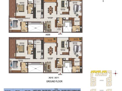 Casagrand Majestica - 4 bhk Unit no. A010, A011 Ground Floor Plan