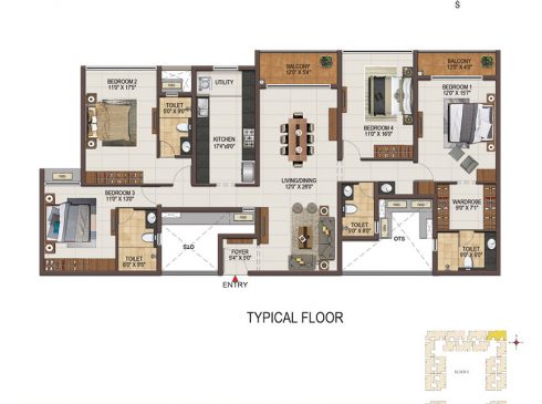 Casagrand Majestica - 4 bhk Unit no. A112, A212-512 Typical Floor Plan