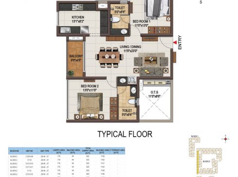 Casagrand Majestica - 2 bhk Typical Floor Plan