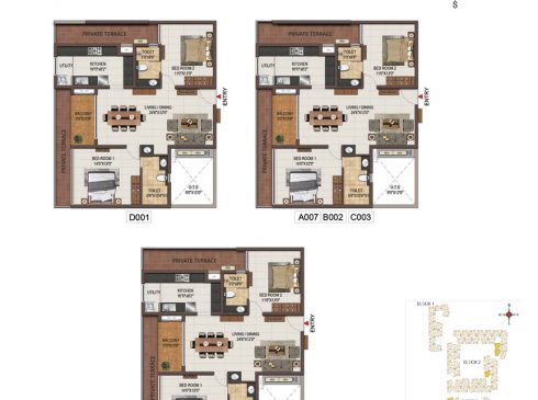 Casagrand Majestica - 2 bhk Unit no. D001, A007, B002, C003, A008