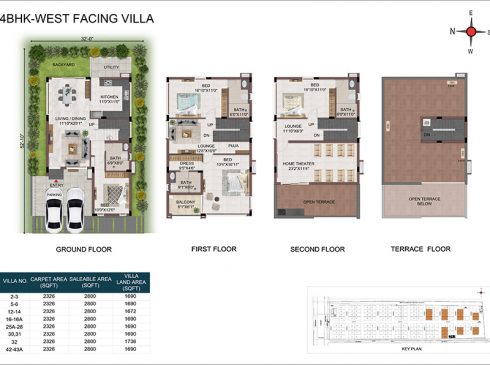 Casagrand Hanford 4 BHK West Facing Villa No. 16-16A, 42-43A