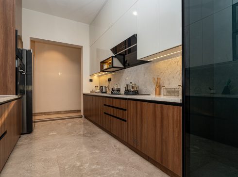 Casa Grand modular kitchen with sleek tile floors