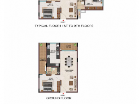 Casagrand Hola Chennai Tower J - 1& 3 Bhk Unit Plan