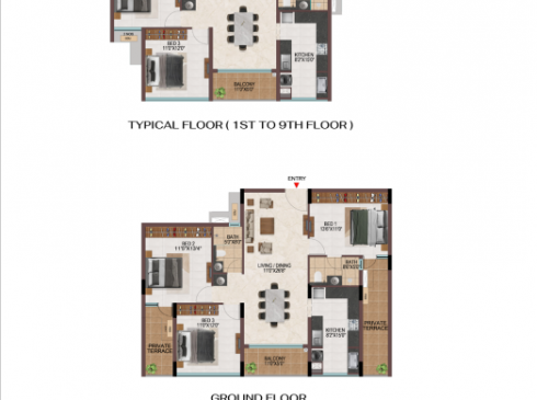 Casagrand Hola Chennai Tower P - 3 Bhk Unit Plan