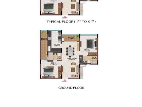 Casagrand Hola Chennai Tower J - 3 Bhk Unit Plan