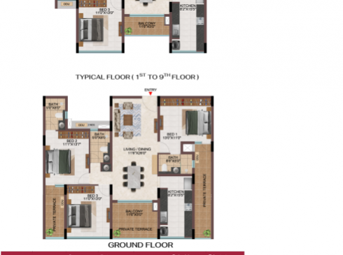 Casagrand Hola Chennai Tower P - 3 Bhk Unit Plan