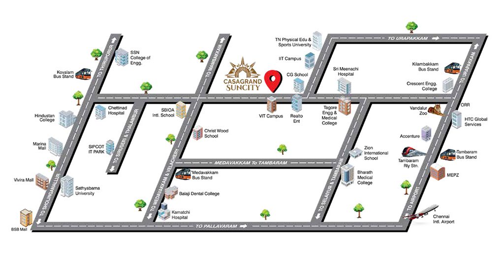 Casagrand Suncity Location Map