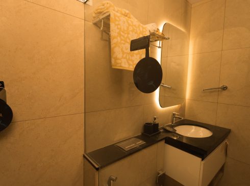 Luxury washroom interiors side view of Casagrand Selenia