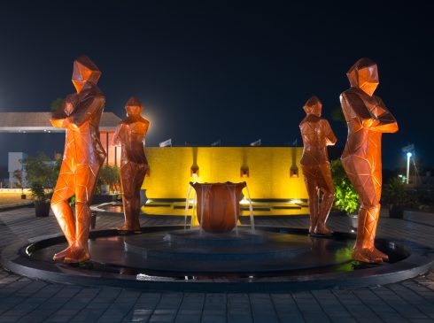 tree court night view of Casagrand Selenia