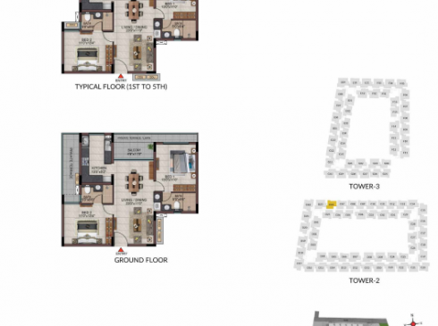 Casagrand Frenchtown - 2 bhk Unit No. D-G24, D-124 - 524 Tower 2 Ground Floor Plan