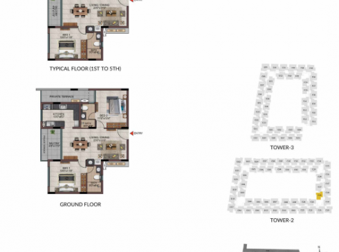 Casagrand Frenchtown - 2 bhk Unit No. C-G26, C-126 - 526 Tower 2 Ground Floor Plan