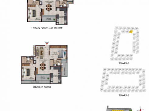 Casagrand Frenchtown - 2 bhk Unit No. F-G01, F-101 - 501 Tower 3 Ground Floor Plan