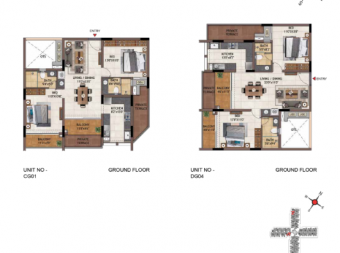 Casagrand Vivacity 2BHK Ground Floor Plan for Units CG01 and DG04
