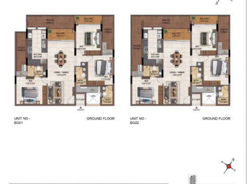Casagrand Vivacity 3BHK Ground Floor Plan for Units BG01 and BG02