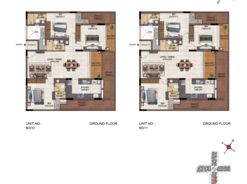 Casagrand Vivacity 3BHK Ground Floor Plan for Units BG10 and BG11