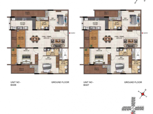 Casagrand Vivacity 3BHK Ground Floor Plan for Units BG06 and BG07