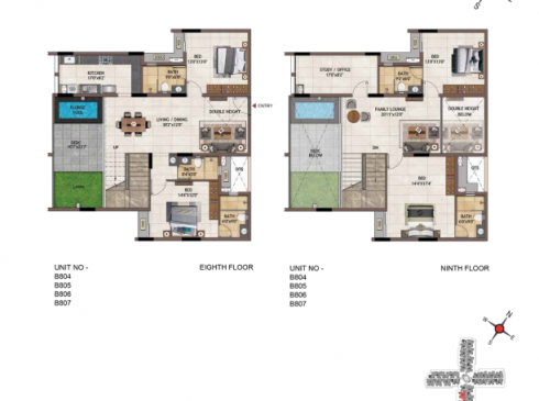 Casagrand Vivacity Penthouse Plan for 8th and 9th Floor Units B804-B807