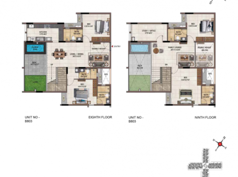 Casagrand Vivacity Penthouse Plan for 8th and 9th Floor Unit B803