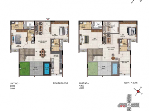 Casagrand Vivacity Penthouse Plan for 8th and 9th Floor Units C802 and C803