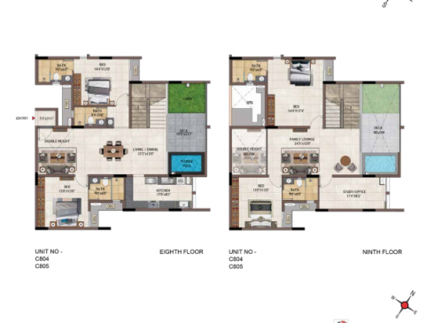 Casagrand Vivacity Penthouse Plan for 8th and 9th Floor Units C804 and C805