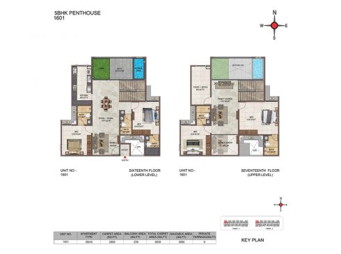 Casagrand Casablanca 5BHK Penthouse Floor Plan for Unit 1601