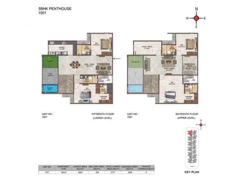 Casagrand Casablanca 5BHK Penthouse Floor Plan for Unit 1501