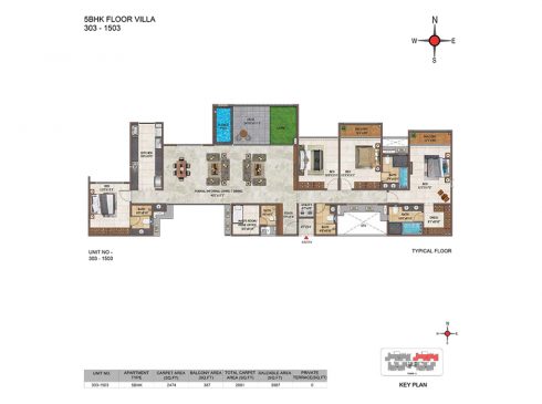 Casagrand Casablanca 5BHK Floor Villa Plan for Unit 303-1503