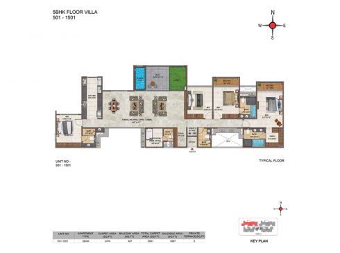 Casagrand Casablanca 5BHK Floor Villa Plan for Unit 501-1501