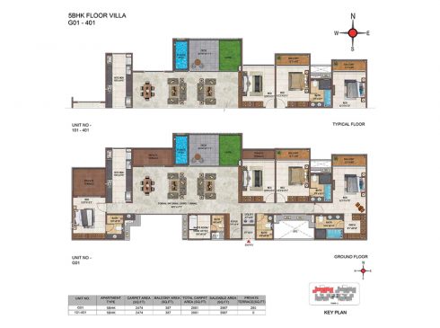 Casagrand Casablanca 5BHK Floor Villa Plan for Unit G01