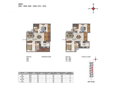 Casagrand Casablanca Unit G06, G08, G10 - 2BHK Ground Floor Plan