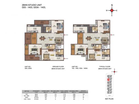 Casagrand Casablanca 2BHK + Studio Unit G03-1403 - Ground Floor Plan