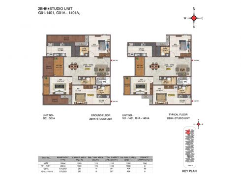 Casagrand Casablanca 2BHK + Studio Unit G01-1401 - Ground Floor Plan