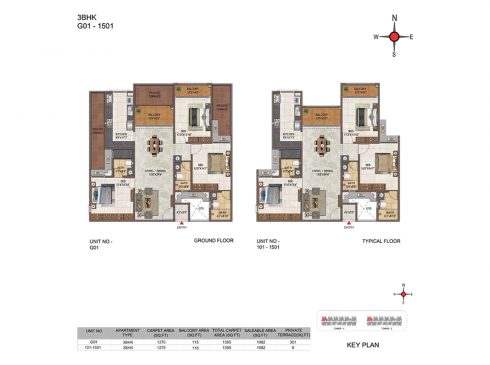 Casagrand Casablanca Unit G01-1501 - 3BHK Ground Floor