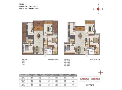 Casagrand Casablanca Unit G03, G07, G09 - 3BHK Ground Floor